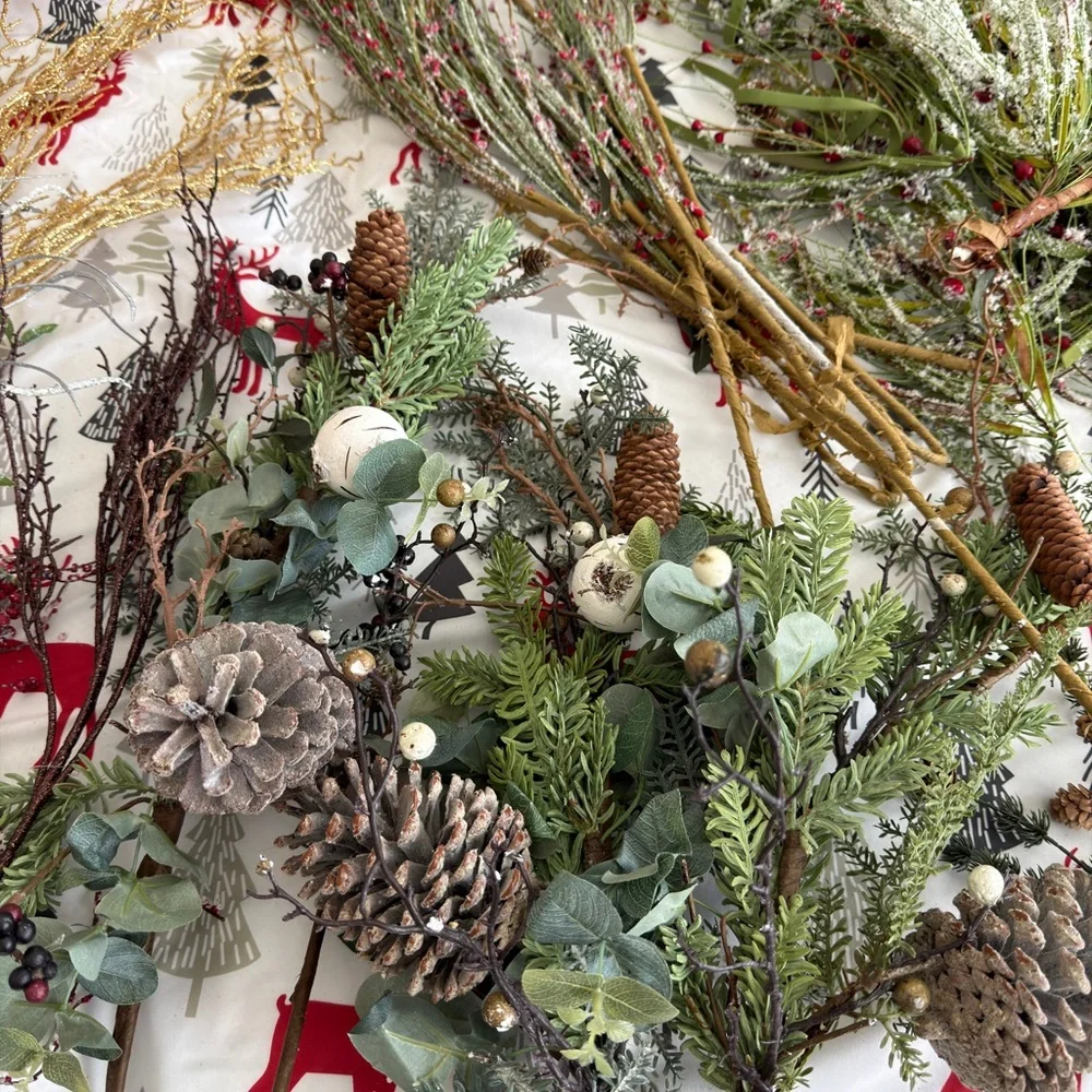 Festive Holiday Greenery and Berry Decoration Set